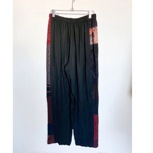 Donna Jessica Pants‎ Womens S Black Patchwork Elastic Waist Lagenlook Eclectic